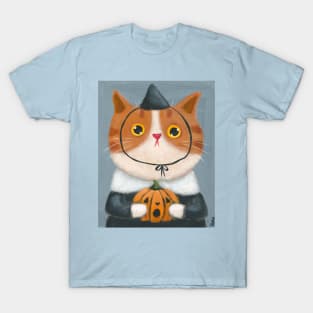 Witch Kitty and Pumpkin T-Shirt